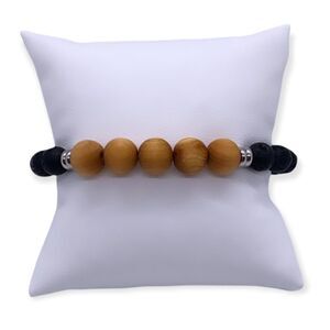 NWT Wool + Pepper Co. Mens Moon Rocks, Wood, Sterling Silver Bracelet